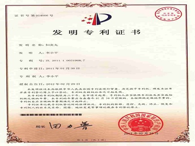 妇炎丸专利证书